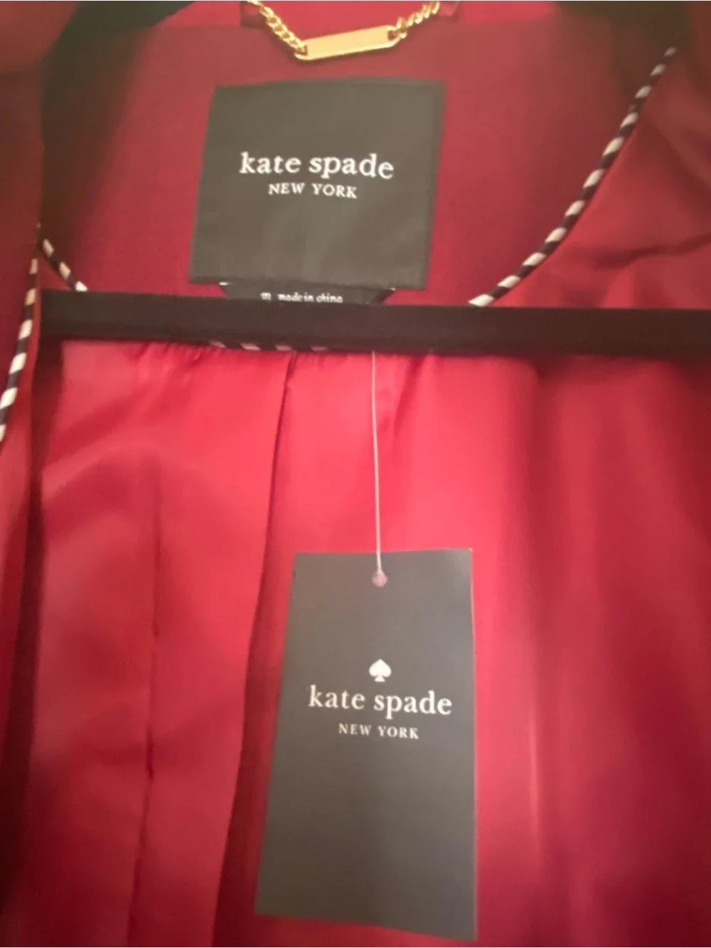 Kate Spade Magenta Bow-Front Wool Pea Coat